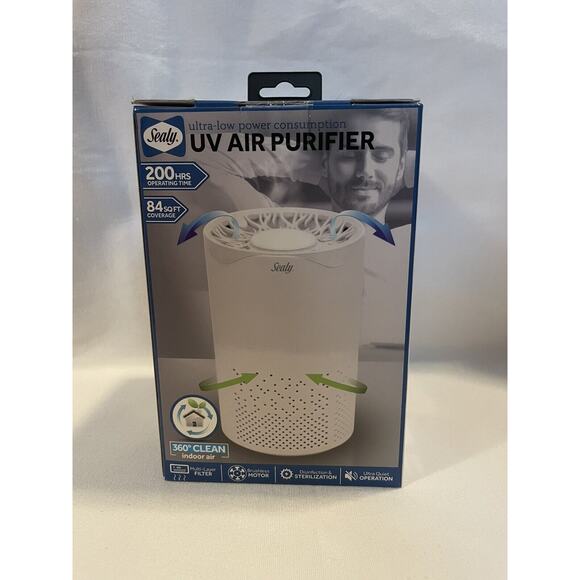 Sealy Portable UV Air Purifier Removes Dust Bacteria Germs 360° Protection - Picture 1 of 4
